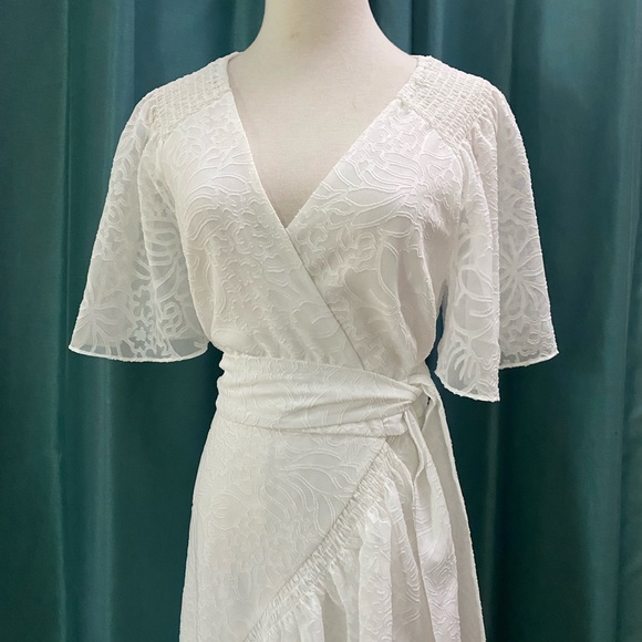 Tanya Taylor NWT Wrap White Bow Ruffle Dress - Picture 6 of 10